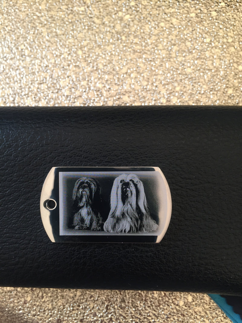 MOYENNE MÉDAILLE RECTANGLE AVEC BÉLIÈRE "gravé avec votre photo, logo, image"