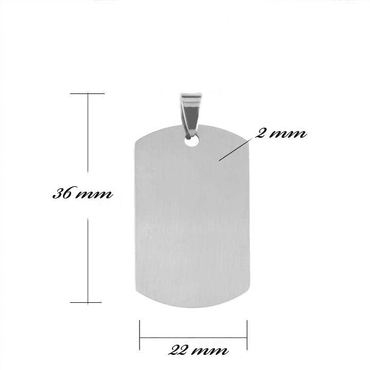 PETITE MÉDAILLE RECTANGLE AVEC BÉLIÈRE "gravé avec votre photo, logo, image"