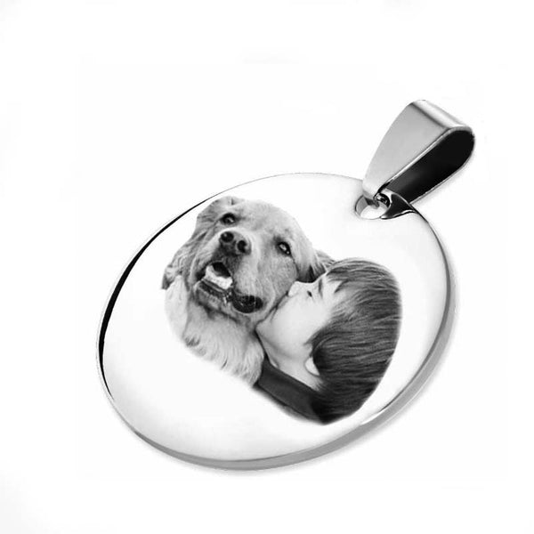 MÉDAILLE RONDE AVEC BÉLIÈRE "gravé avec votre photo, logo, image"