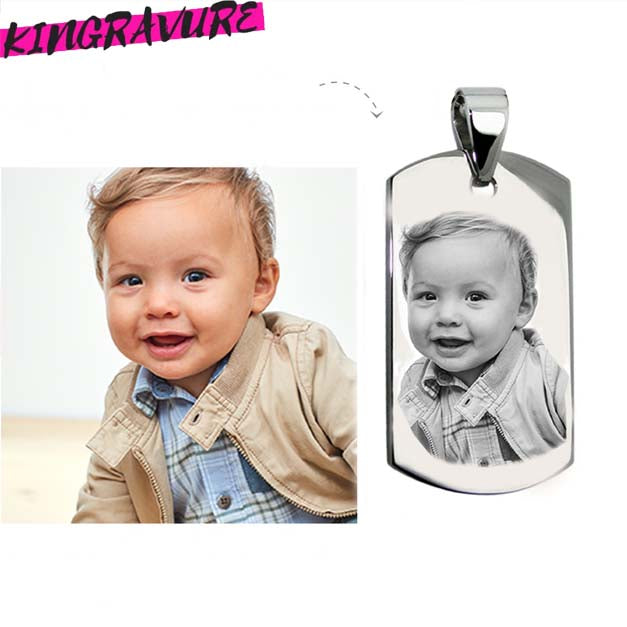 MOYENNE MÉDAILLE RECTANGLE AVEC BÉLIÈRE "gravé avec votre photo, logo, image"