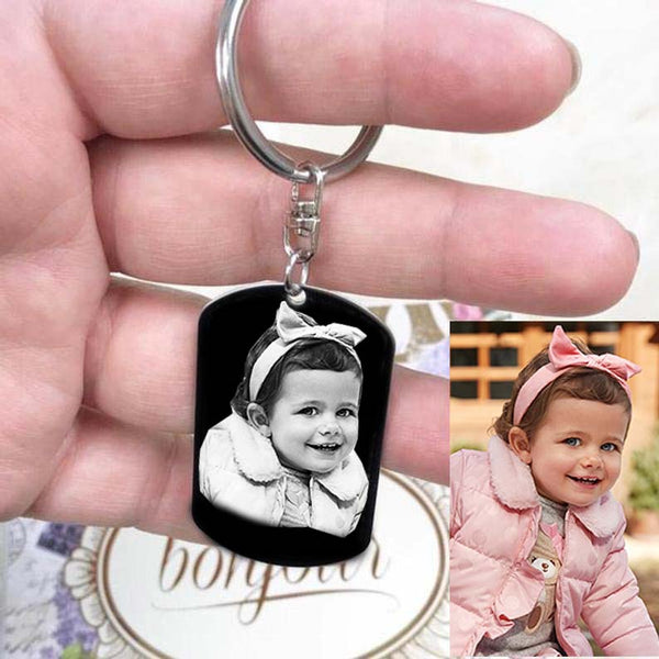 PETIT RECTANGLE AVEC PORTE-CLÉS "gravé avec votre photo, logo, image"