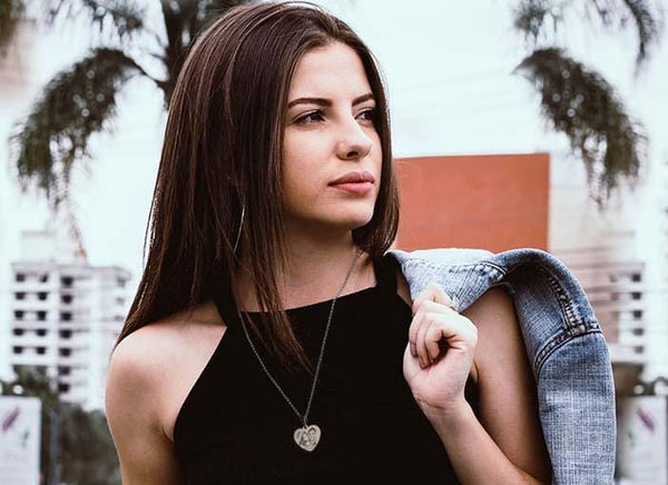 ENSEMBLE MÉDAILLE CŒUR & SON PENDENTIF 50 cm "gravé avec votre photo, logo, image"